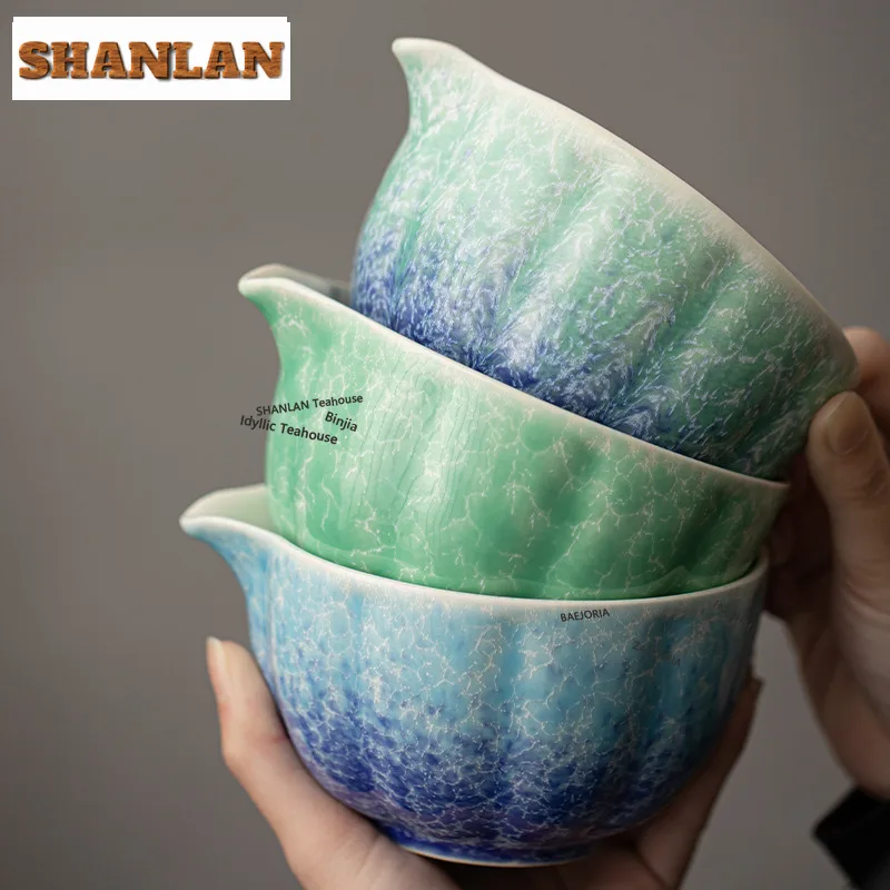 HOYIHM Kiln-transformed Ice Flower Ceramic Matcha Bowl Whisks Standing Bowls Tea Ceremony Accessories Drinkware Tea Set Craft