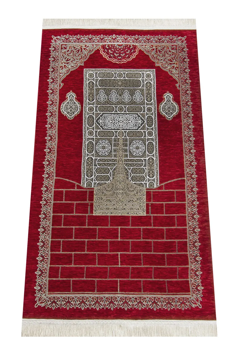 

Ultra Plus The Kaaba with Patterned Red Şönil Söccade 19 Sheet of Muslim Islamic Prayer Mat Holy Quraan Islamic Mats