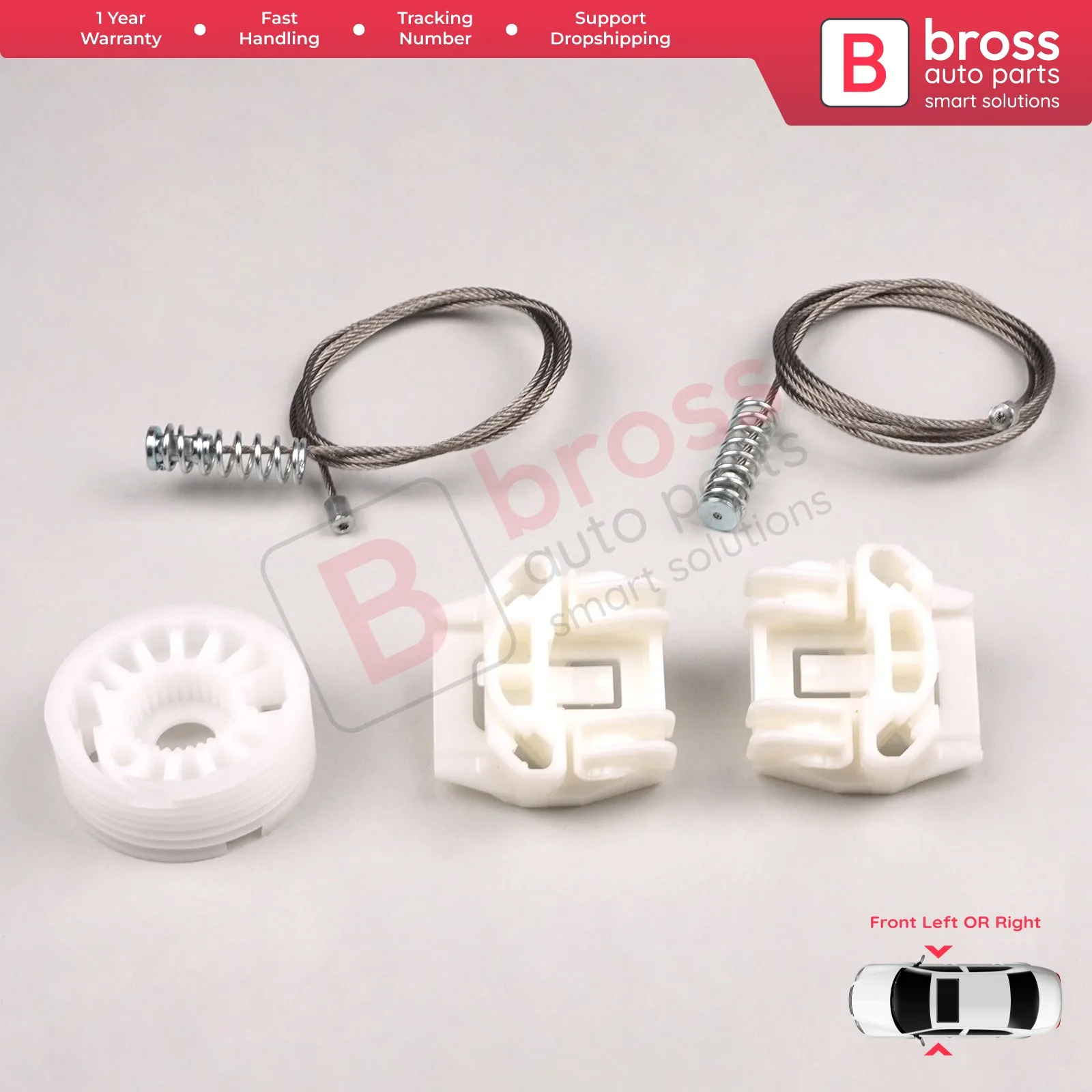 Bross-Kit de reparación de regulador de ventana eléctrica BWR619, puerta delantera izquierda o derecha para Saab 9-5 primera generación 1997-2010