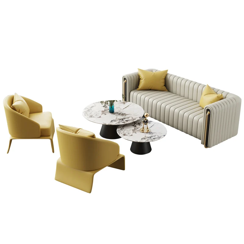 

Discuss the simple and modern sofa reception card seat leisure sofa coffee table combination set.