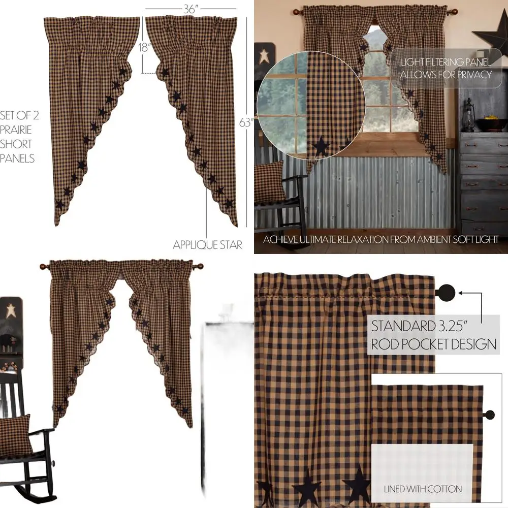 

Короткие шторы Prairie с зубчатыми звездами синего цвета, набор из 2 шт., 63x36x18