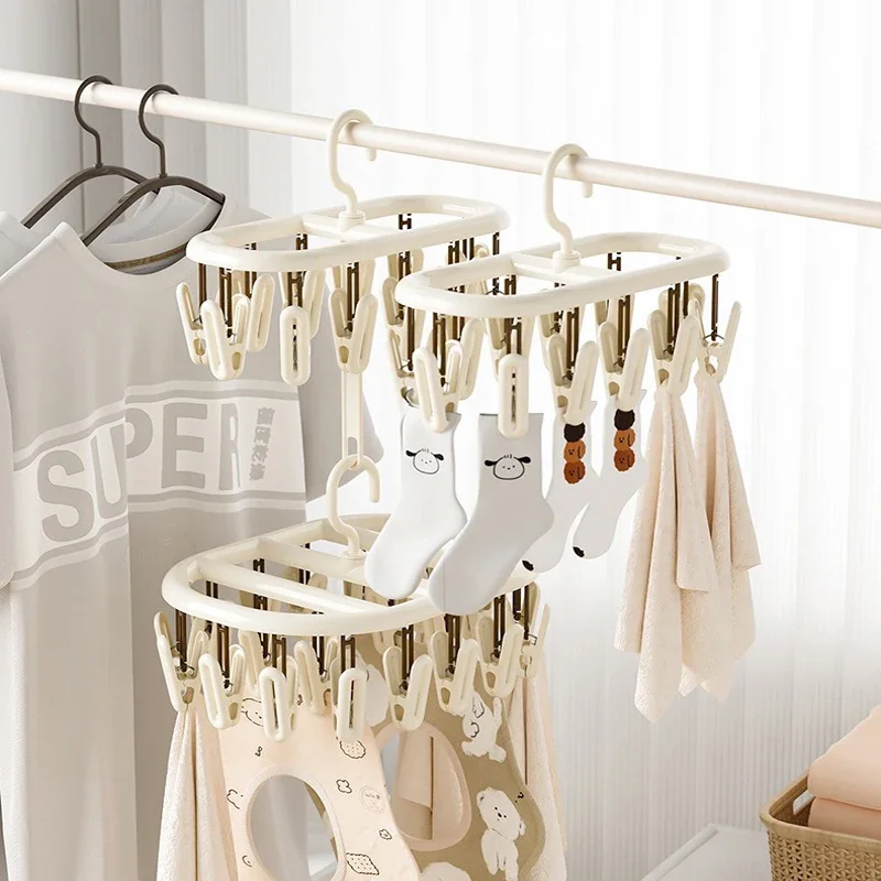 2pcs Home Sock Drying Rack with Multiple Clips, Underwear Drying Rack, Baby Clothes Hanger with Clip Storage, Sock Drying Tool