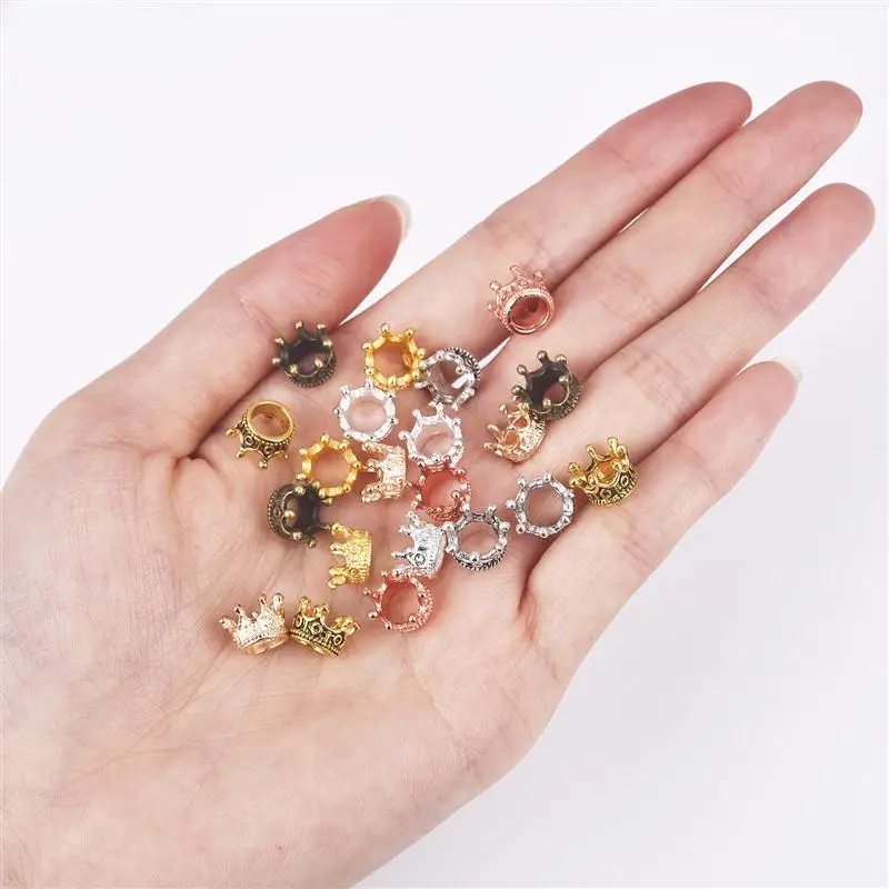10/20pcs Metal Crown Beads 7 Colors Vintage Crown Charm Beads For DIY Bracelet Jewelry Making Loose Alloy Spacer Beads 7x10mm