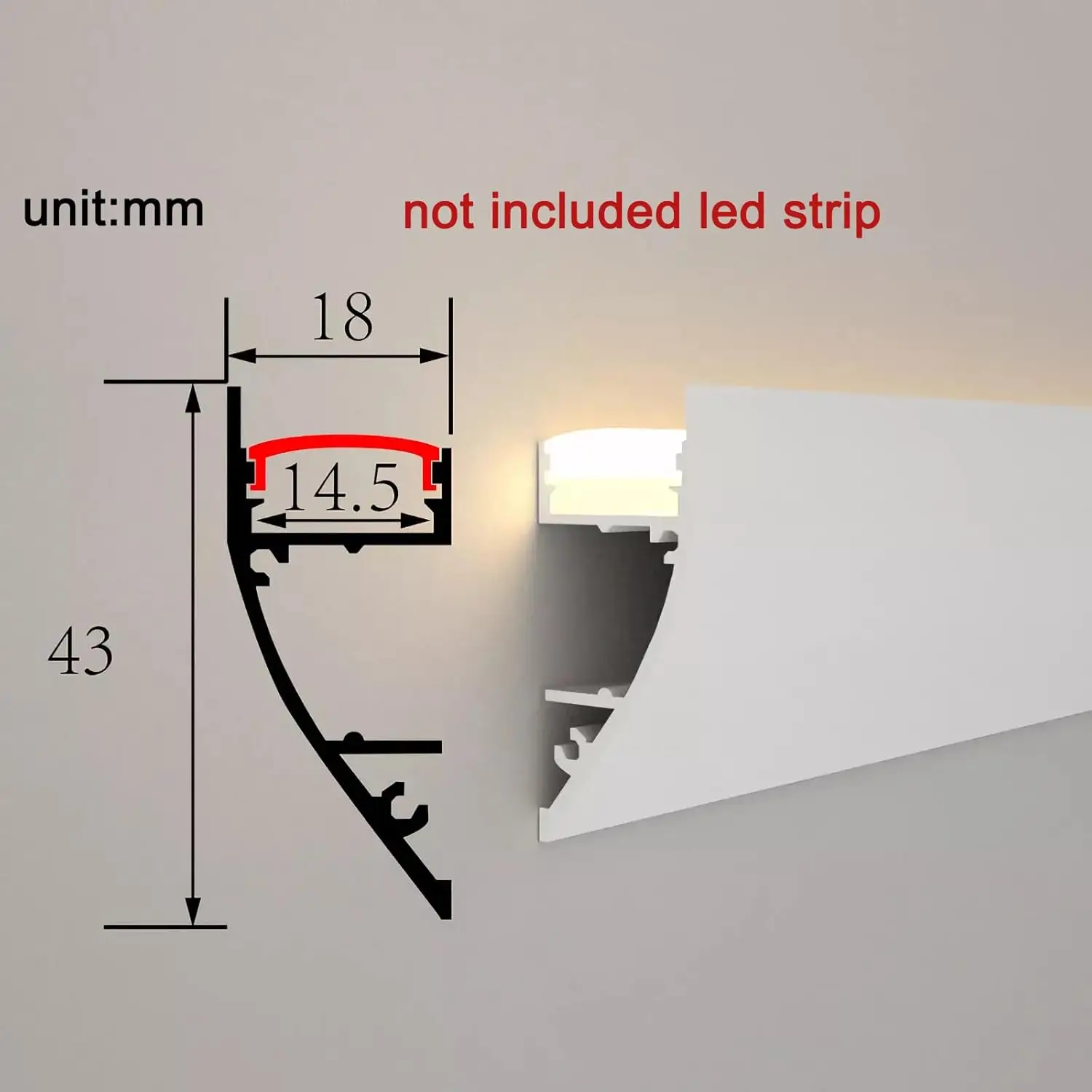 10 Pack 1M Ceiling Led Aluminum Profile, Led Channel System Up Down Wall Wash Lighting, Strip Holder with Diffuser Cover