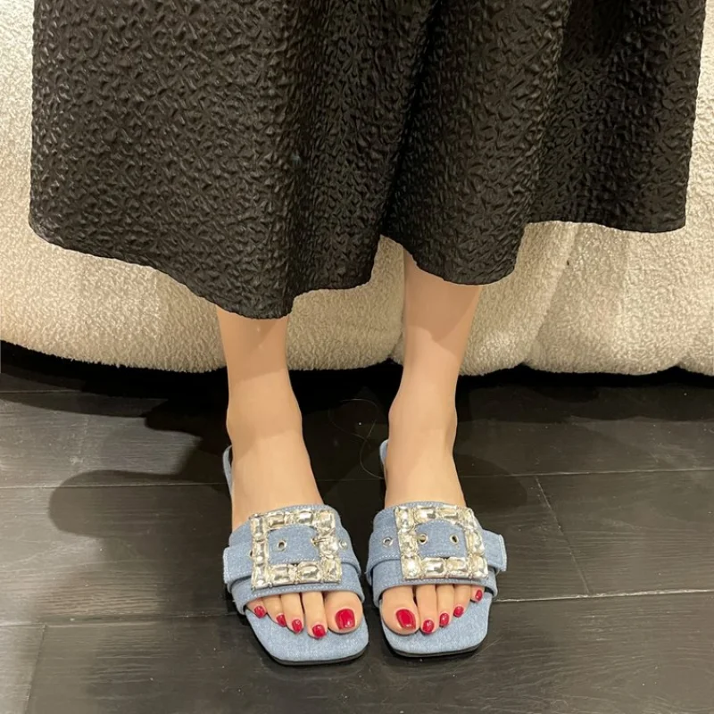 Metal Button Letter Decoration Women Slippers Summer Women Sandals Flat Beach Shoes Ladies Sandals Beach Shoes Flip Flop