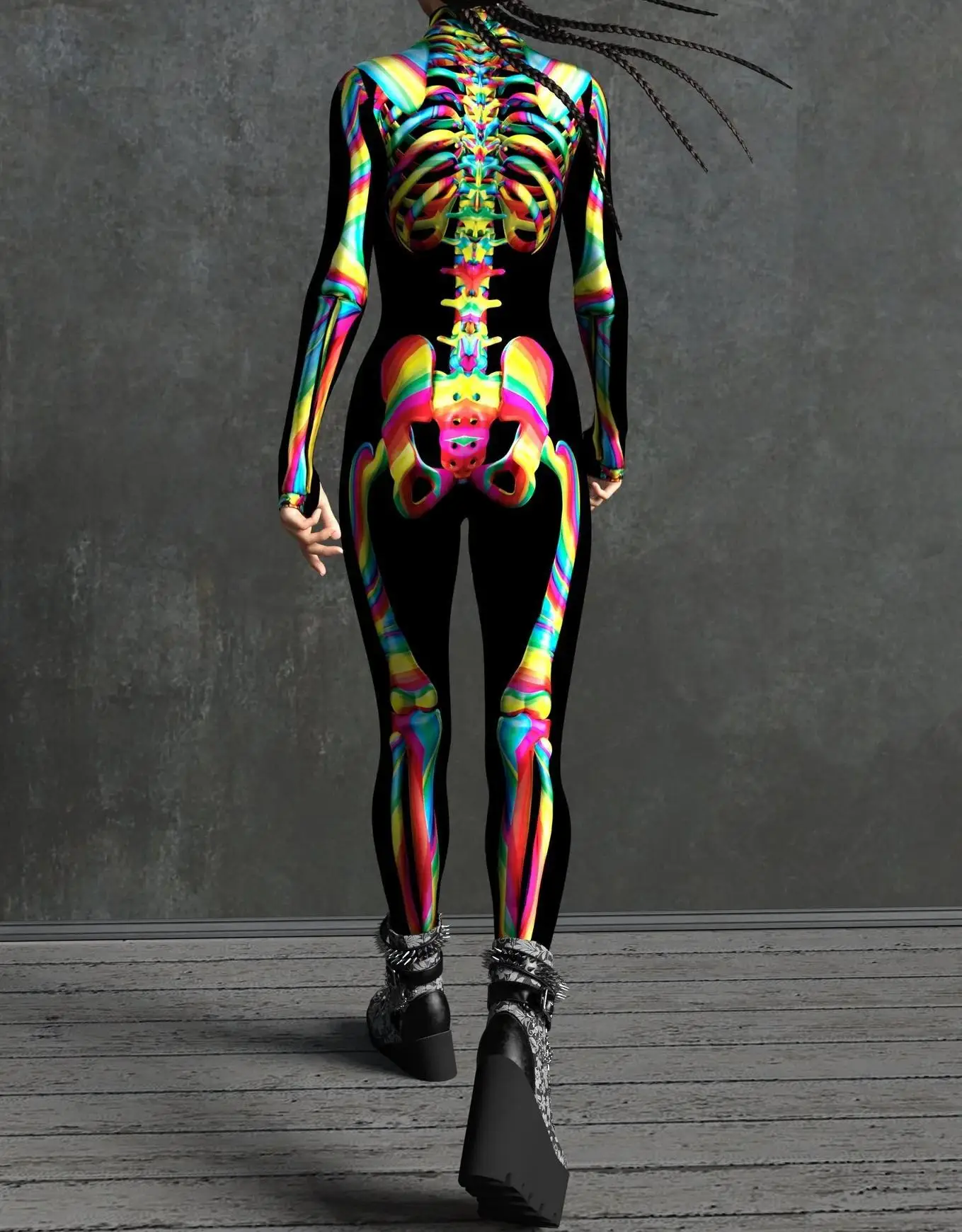 Karneval Totenkopf Party Bodysuit Damen Sexy Horror-Print Jumpsuit Feiertagsparty Maskerade Catsuit Kostüm Einzigartiges Aerial Yoga Set – Detail 20