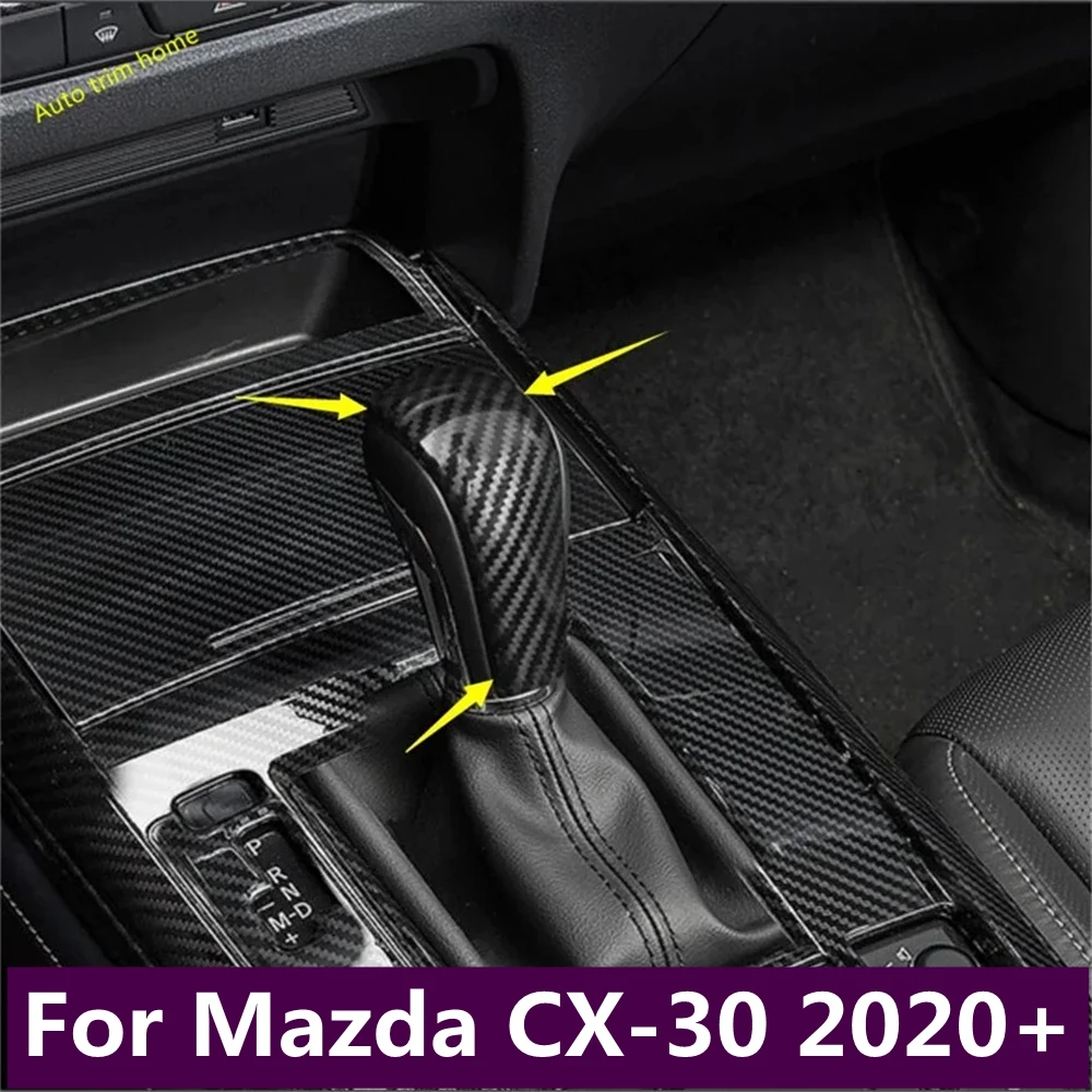 

ABS Carbon Fiber Center Shifter Bezel Gear Konb Head Cover Trim Decoration Frame Fit For Mazda CX-30 2020 - 2024 Car Accessories