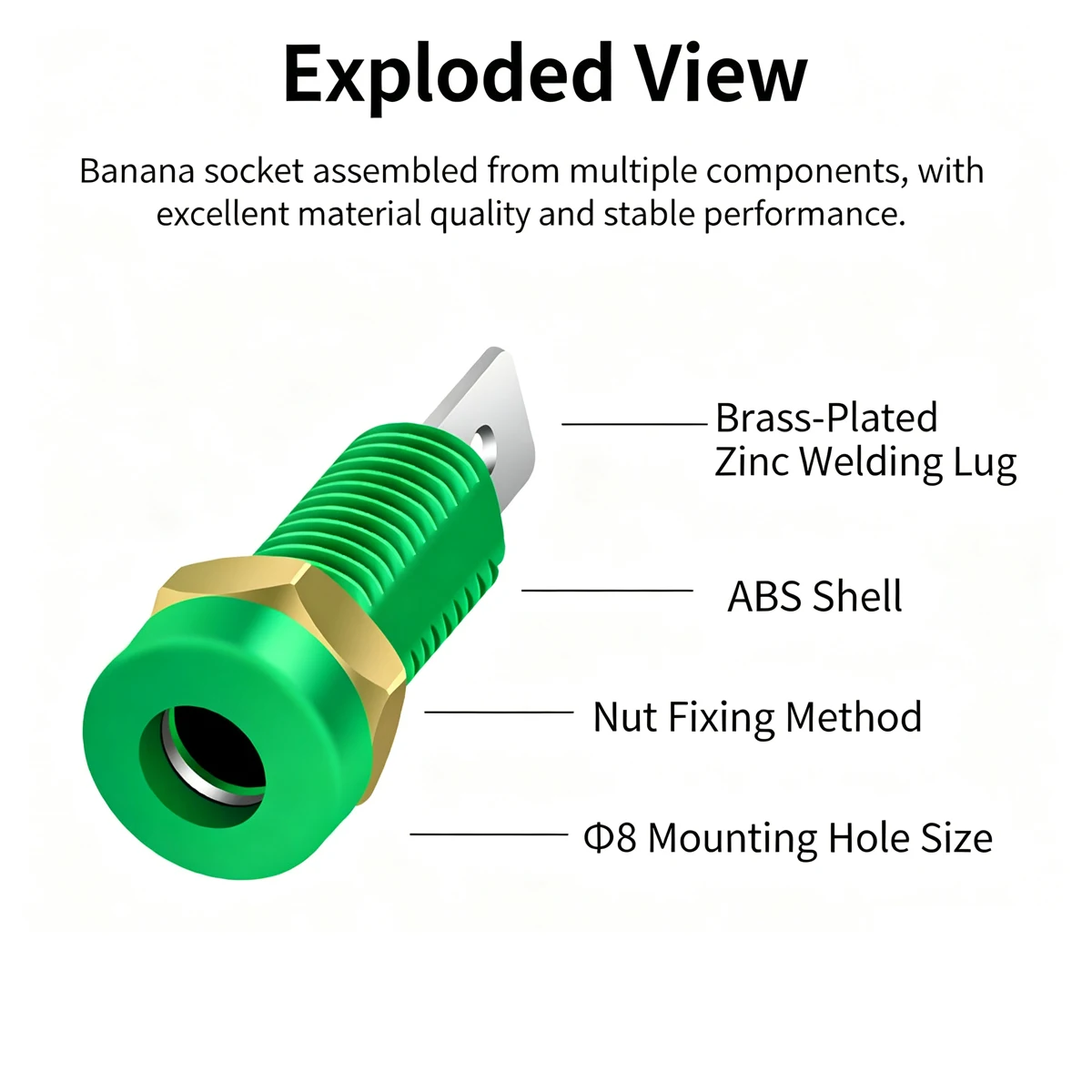 4mm Banana Jack Socket 8mm Panel Hole Mount Brass Nickel Plated Binding Post High Current Banana Receptacle Terminal Connector