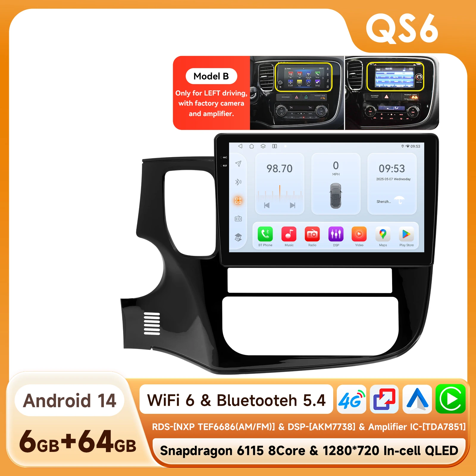 OSSURET 6115 Android Auto Audio für Mitsubishi Outlander 3 III GF0W GG0W Carplay 2012-2018 Video Auto Stereo Radio Multimedia Player GPS 10