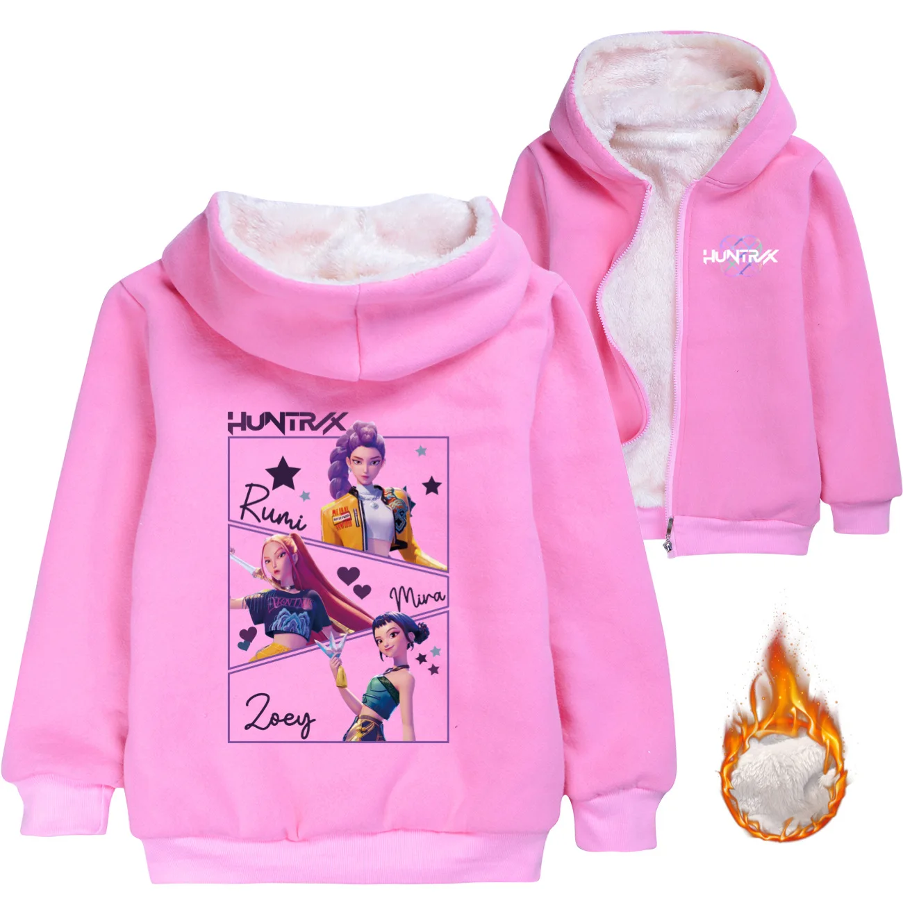 KPop Demon Hunters Chaqueta con capucha y cremallera para niños - Sudadera de invierno para adolescentes, niñas, niños, abrigo con capucha para niños