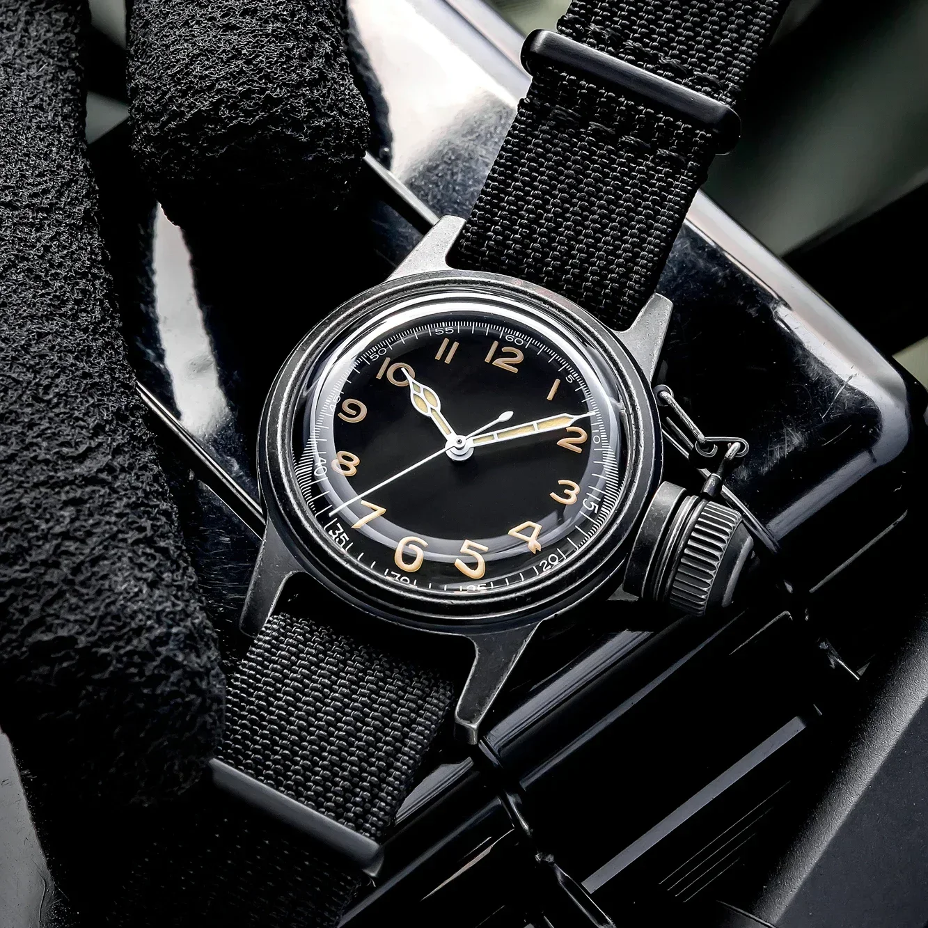 Jam tangan 36MM untuk pria Diameter tentara Frogman WWII Retro impor sepenuhnya NH35 gerakan mekanis otomatis C3 bercahaya