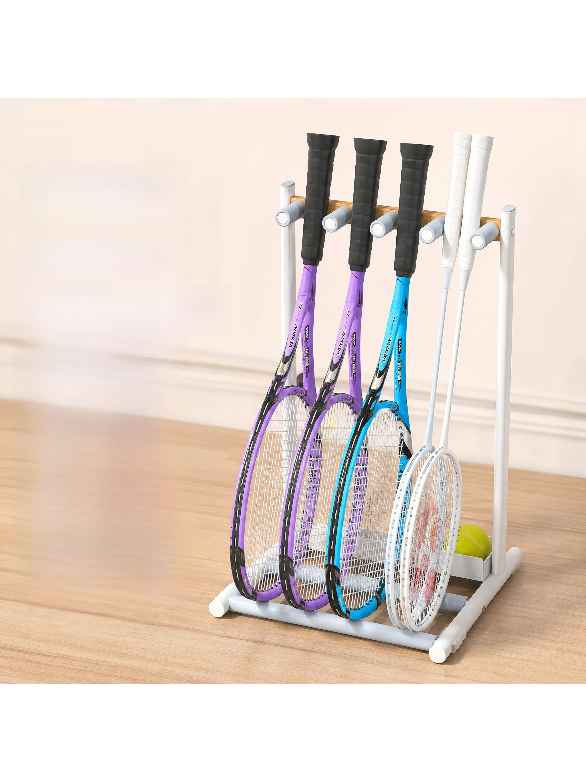 indoor-standing-tennis-racket-storage-rack-badminton-racket-display-stand-netball-equipment-holder-indoor-fitness-accessories