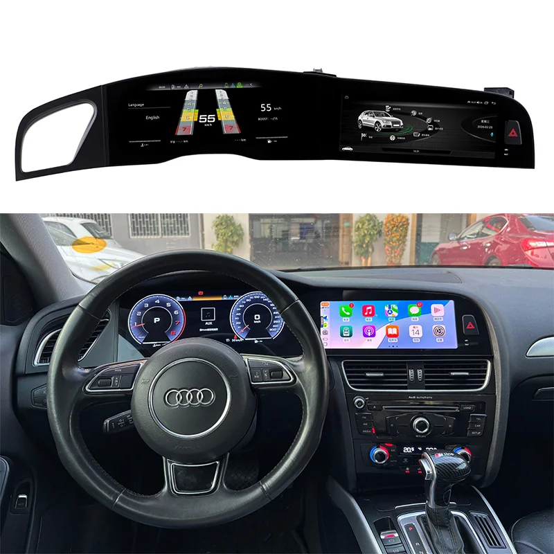 Dual 12.3 Inch Instrument Cluster & Navigation Carplay Screen With Original Host Retained A4L 2009-2016