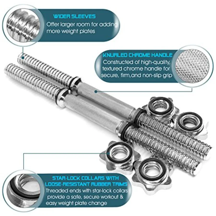 Yes4 جميع مقابض الدمبل القابلة للتعديل مقاس 1.15 بوصة مع أطواق بطول 16 بوصة لثقوب لوحة 1.15 بوصة مثالية لصالة الألعاب الرياضية المنزلية والقوة