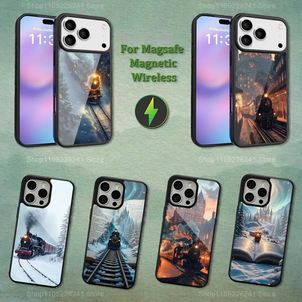 

Cartoon Steam Train Phone For iPhone 17,12,11,16,15,13,14,Pro,Max,Plus,Mini, For Magsafe,Magnetic Wireless Charging Case