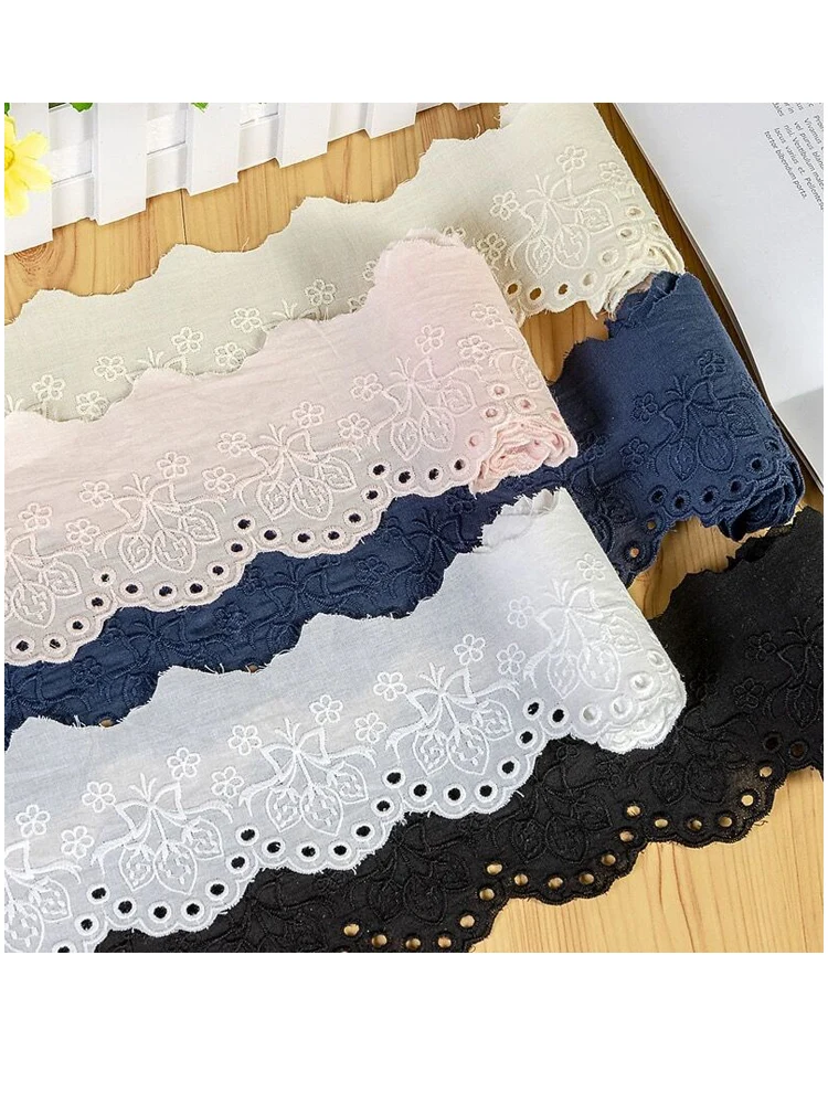 1Yard 75mm Wide Cotton Lace Clothing Accessories Home Doll Skirt With DIY Decorative Embroidery Lace Fabric lace for needlework