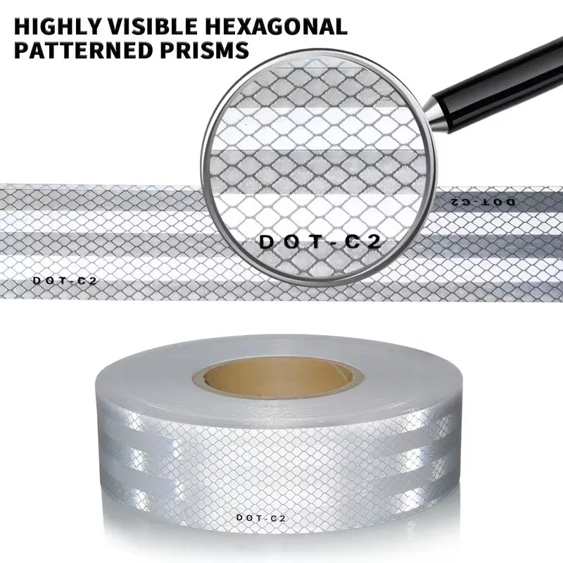 450/250/50CM DOT-C2 Reflektierende Autoaufkleber Outdoor Wasserdichte Warnbänder Weiß Rot Blau Gelb PET Reflektoren Sicherheitsstreifen – Detail 2