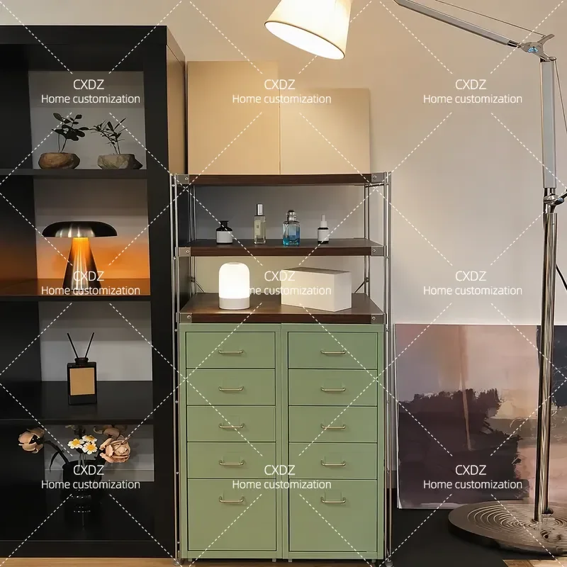 Wrought Iron Chest of Drawers Ultra Thin Metal Cabinet Under Table Storage Locker Home Office Organizer Clearance