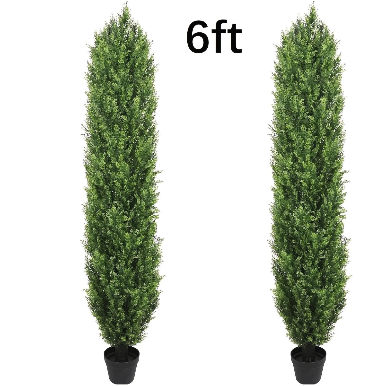 Paquete de 2 árboles topiarios modernos con aspecto de cedro – Vegetación artificial resistente a los rayos UV para espacios interiores y exteriores | Decoración de Fácil Cuidado con Textura Realista y Diseño Ligero para Patio, Balcón, Sala de Estar u Oficina