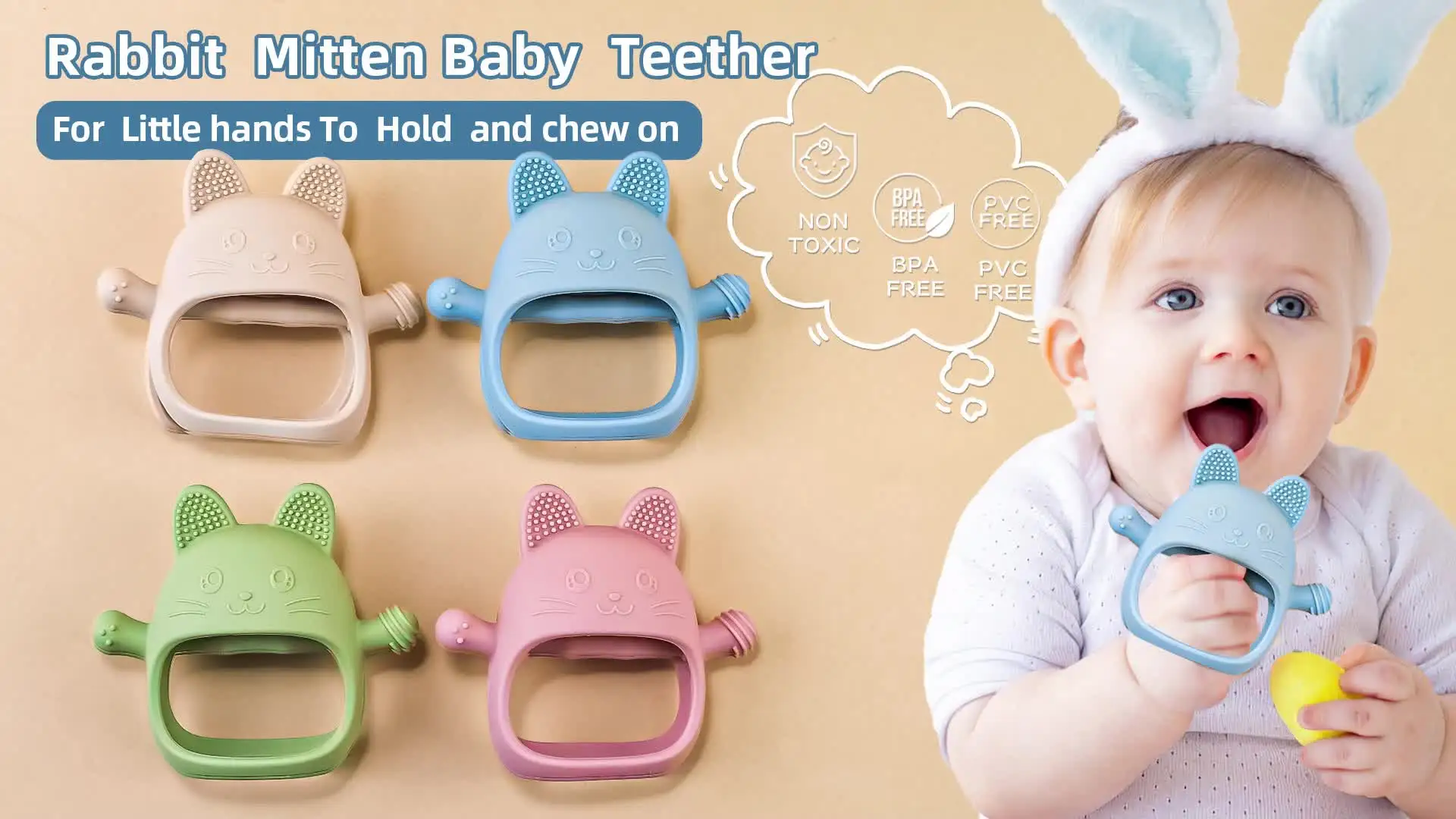 Baby Teether Chick Gloves Teether Silicone Anti-eating Hand ​Molar Stick Massage Gums Baby Anti-biting Teether Baby Accessories