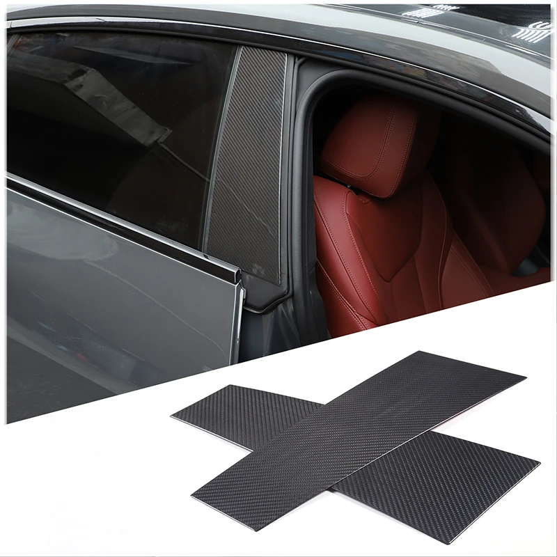 For BMW 4 Series G26 2022 (4-Door Version) Real Carbon Fiber Car B-Pillar Decorative Plate, Exterior Sticker, Auto Accessories