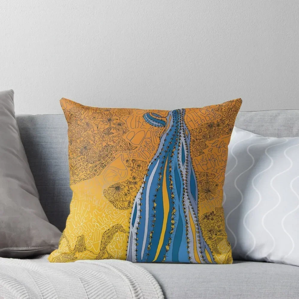 Life In Balance Saguaro - A Tucson Portrait Throw Pillow Elastic Cover For Sofa Room decorating items pillow