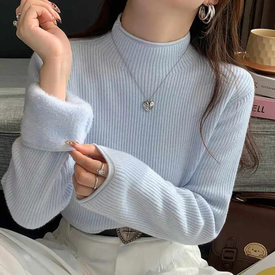 One-piece Mink Velvet Turtleneck Thickened Sweater - Image 2