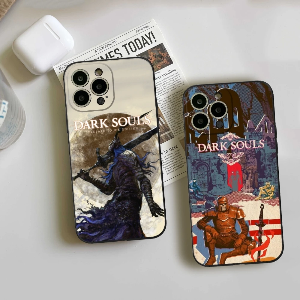 Game D-Dark S-Souls Phone Case for Iphone 15 14 12 11 13 Pro Max Mini X XR XS 7 8 Max SE 2020 Soft Dark Skeleton Phone Covers