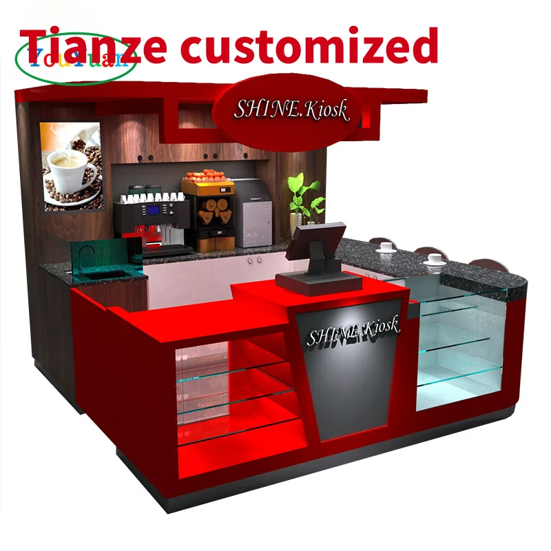 (customized)Custom bubble milk tea kiosk sale bakery showcase display bakery display cabinet bubble tea sign