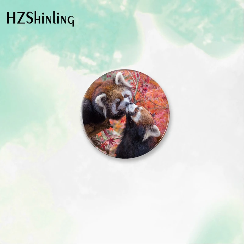 2023 New Cartoon Floral Red Panda Art Round Button Badge Brooch For Clothes Backpack Decoration Pin Jewelry