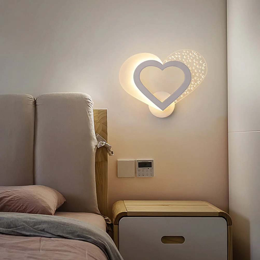 

High Quality Romantic Heart Style Led Wall Light Creative Indoor Lighting For Living Room Bedroom Cafe Bar With 3 Color Choices
