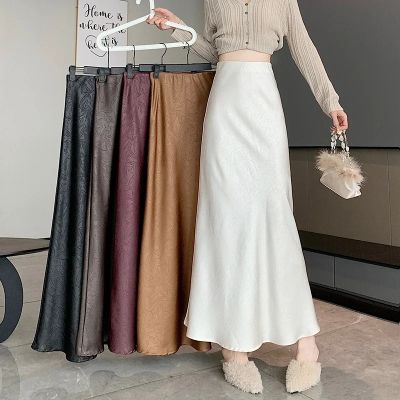 Autumn Winter New Thickened Skirt Female High-waisted A -line Long Skirts Women's Clothes Korean Style Japanese Harajuku Fashion