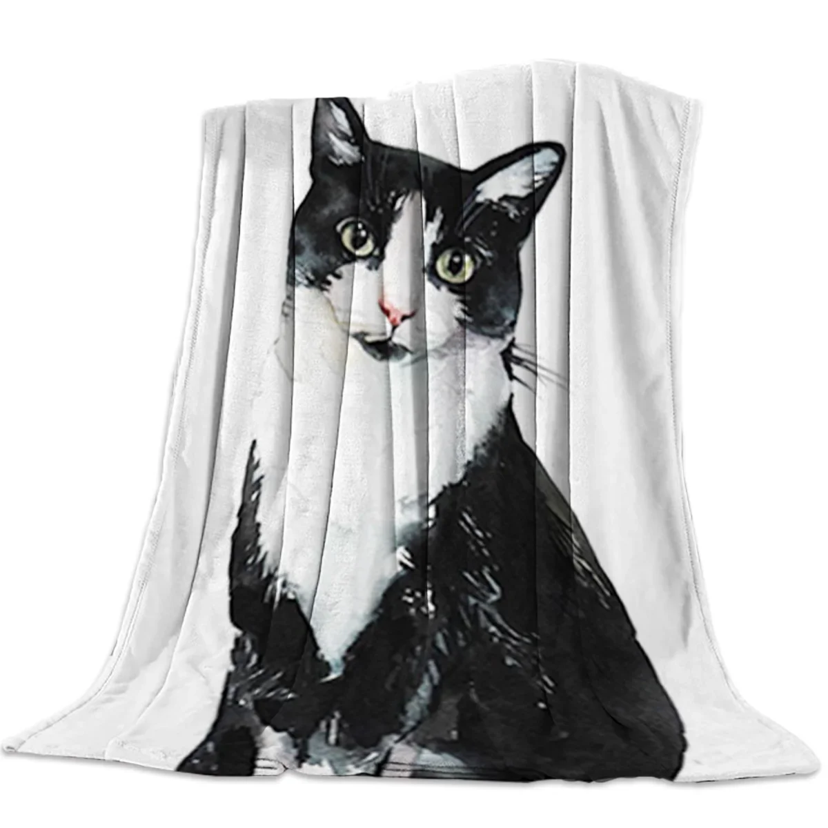 القط الأسود مع الشعر غامض الفانيلا بطانية ل أريكة تتحول لسرير المحمولة لينة رمي البطانيات أفخم المفارش لغرفة النوم أريكة الأريكة #4