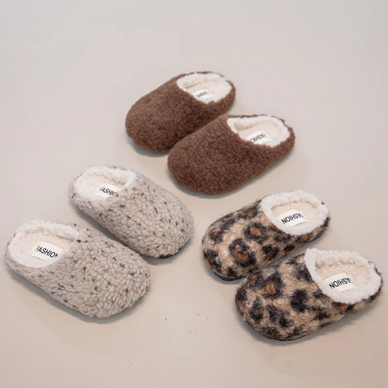 

Toddler Boys Girls Warm-lined Flats 2025 New Winter Kids Animal Print Slippers Anti-slippery Kids Outdoor Daily Wear 3-5years