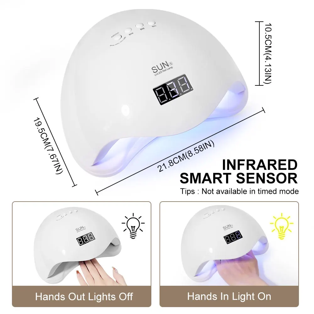 プロのネイルアートツール,ネイルドライヤー,ジェルポリッシュ硬化,4タイマー付きUV LEDライト,自動センサー,LCDディスプレイ,48W