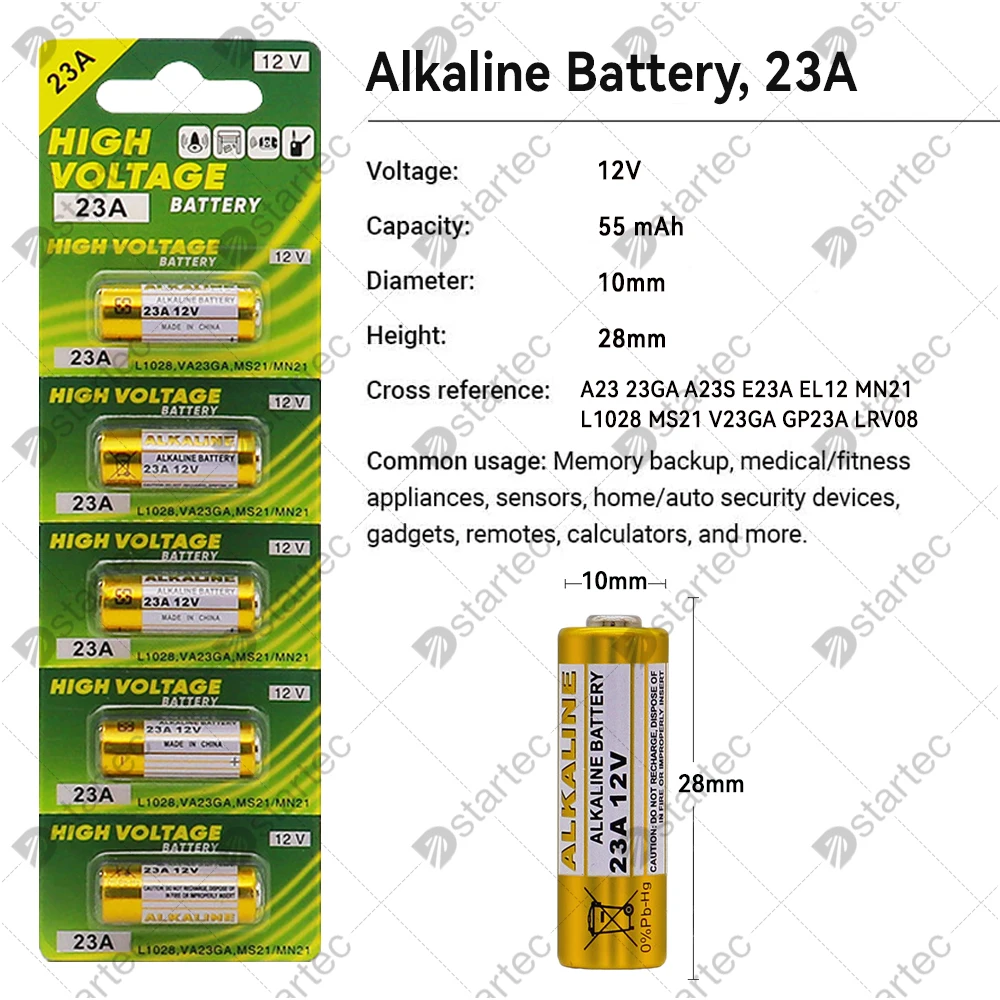 55mAh 23A 12V Batterie Giocattoli di Controllo Remoto Batteria Alcalina Primario L1028 21/23 A23 E23A K23A V23GA GP23A RV08 LRV08 23 un