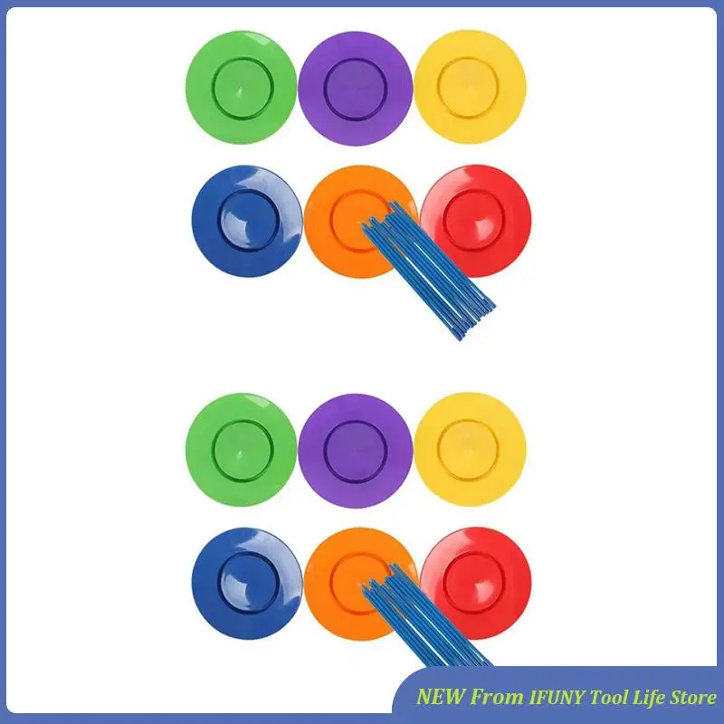 

12 Sets Plastic Spinning Plate Juggling Props Performance Tools Kids Children Practicing Balance Skills Toy Home Outdoor New