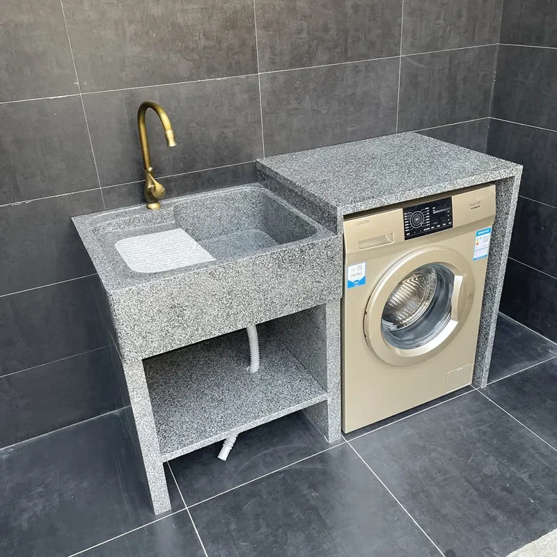 

Мармуровая раковина ZQ, каменный бассейн для стирки, балкон, встроенный шкаф для стиральной машины, полностью каменный шкаф для стирки, опора