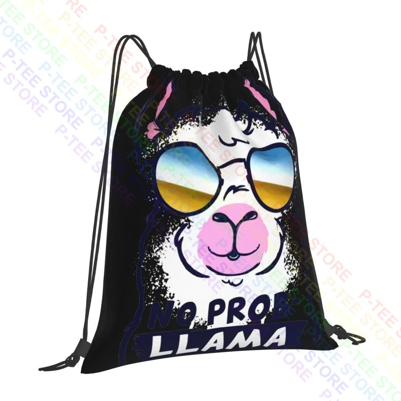 No Probllama No Problem Llama Drawstring Bags Gym Bag Print Shoe Bag Storage Bag Multi-function