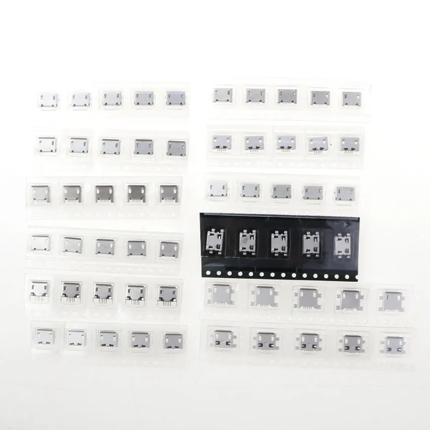 Cltgxdd 60pcs/lot 5P SMT Socket Micro USB Jack Type B 5 Pin Female Placement 12 Models SMD DIP Charging Port Connector