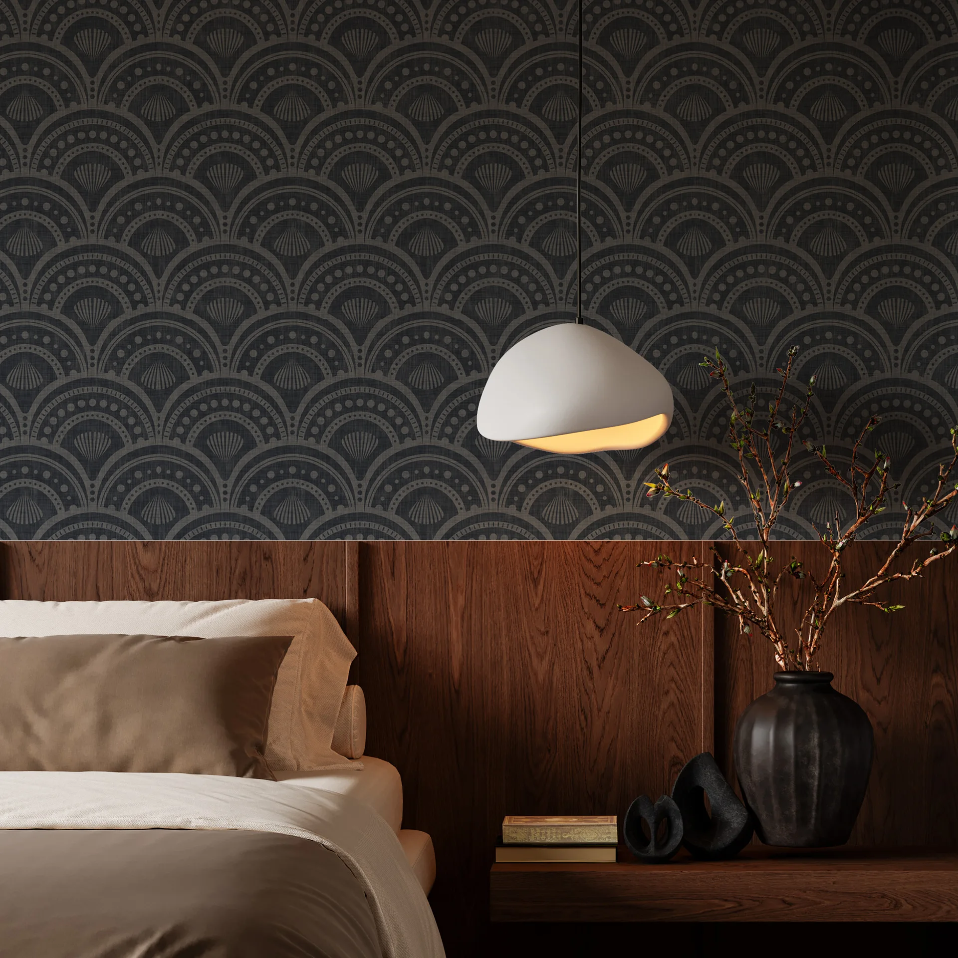 

Art Deco Scallop Peel and Stick Wallpaper Removable Self-Adhesive Geometric Wall Decor Furniture Sticker