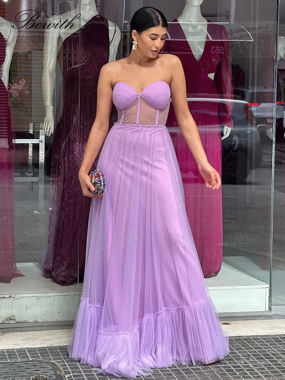 

Bowith Strapless Evening Dresses for Women A Line Elegant Prom Dresses Formal Occasion Dresses vestidos de fiesta