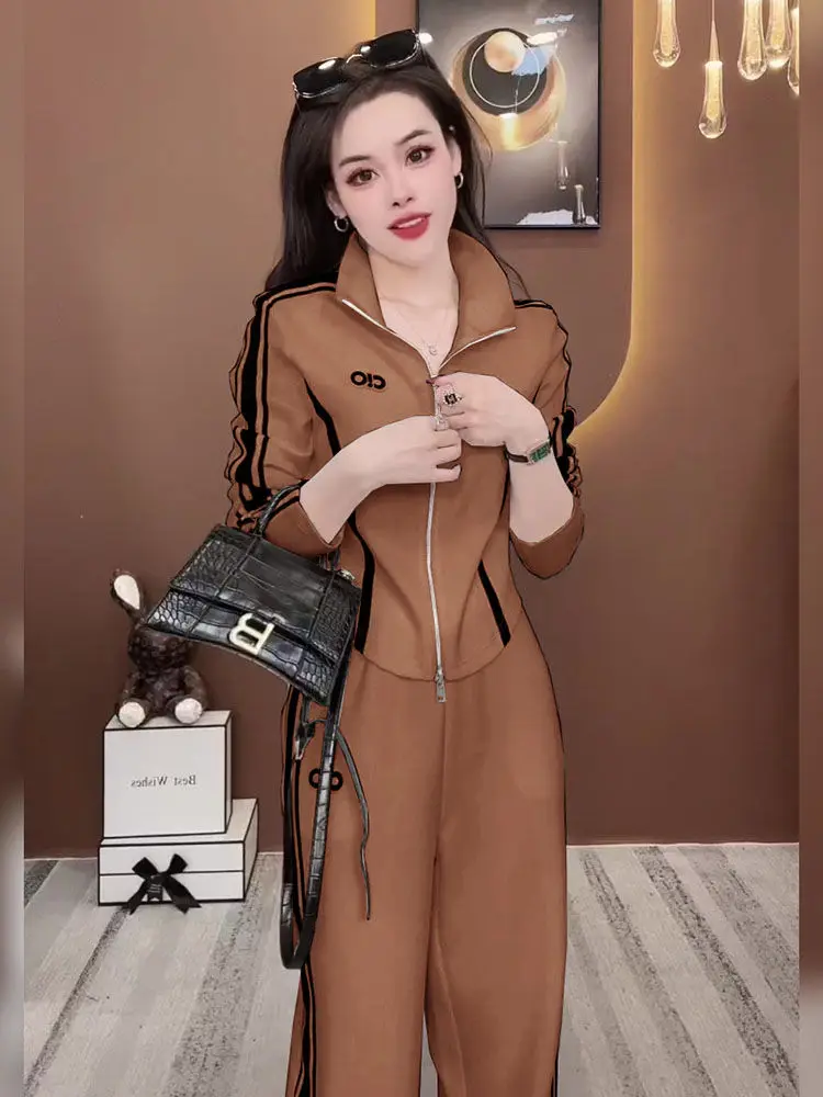 Sports Women\'s Set 2024 Spring and Autumn New Korean Edition High End Fashion Leisure Age Reducing Two Piece Set