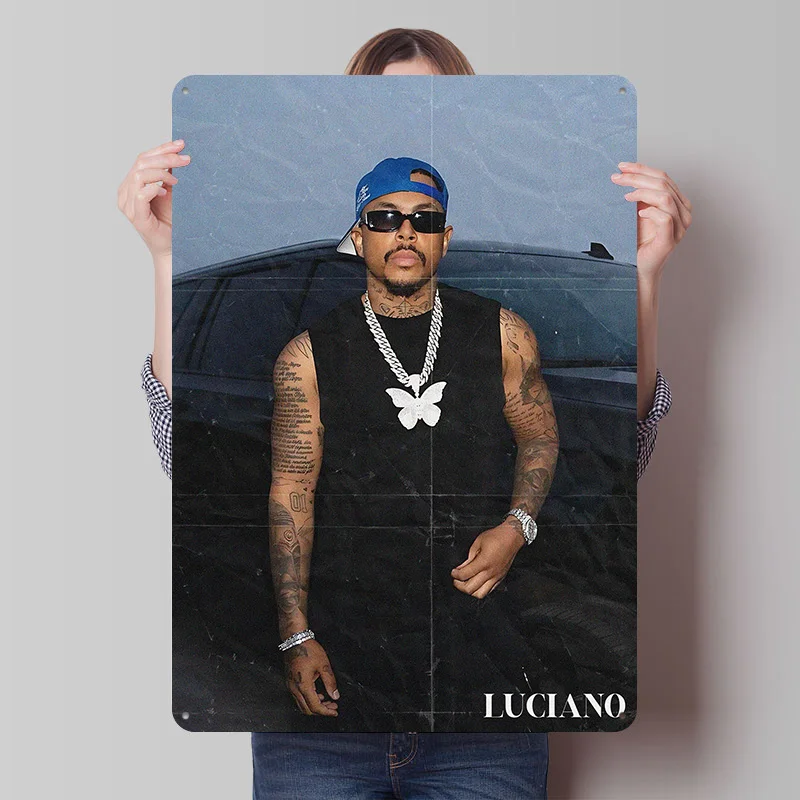 Luciano Rapper Potrait Printing Poster Customized Retro Wall Art Vintage Metal Signs for Bathroom Decor Room Gaming Decoration