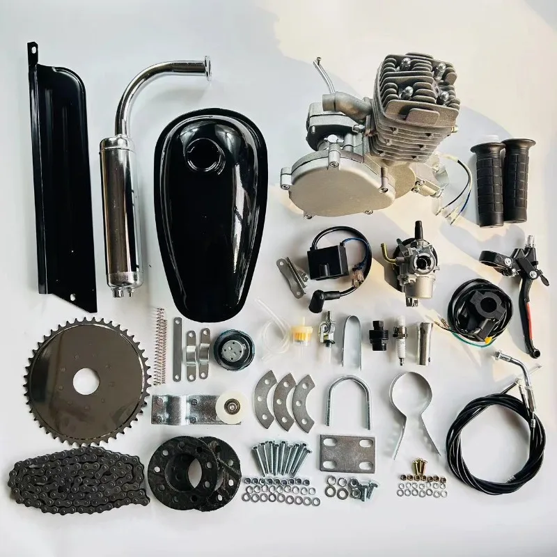 Silver 50cc 2-Stroke Bicycle Engine Full Set Complete Motorized Bike Conversion Modified Kit