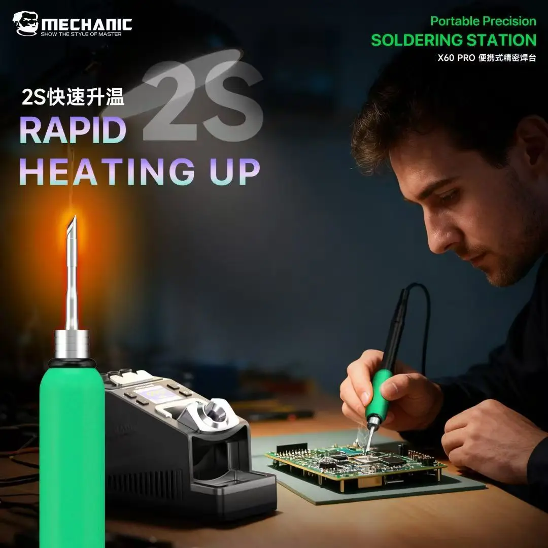 MECHANIC X60 Pro Portable Precision Soldering Station 60W Fast Heating Compatible 210/115 Handle for Electronics Welding Repair 3