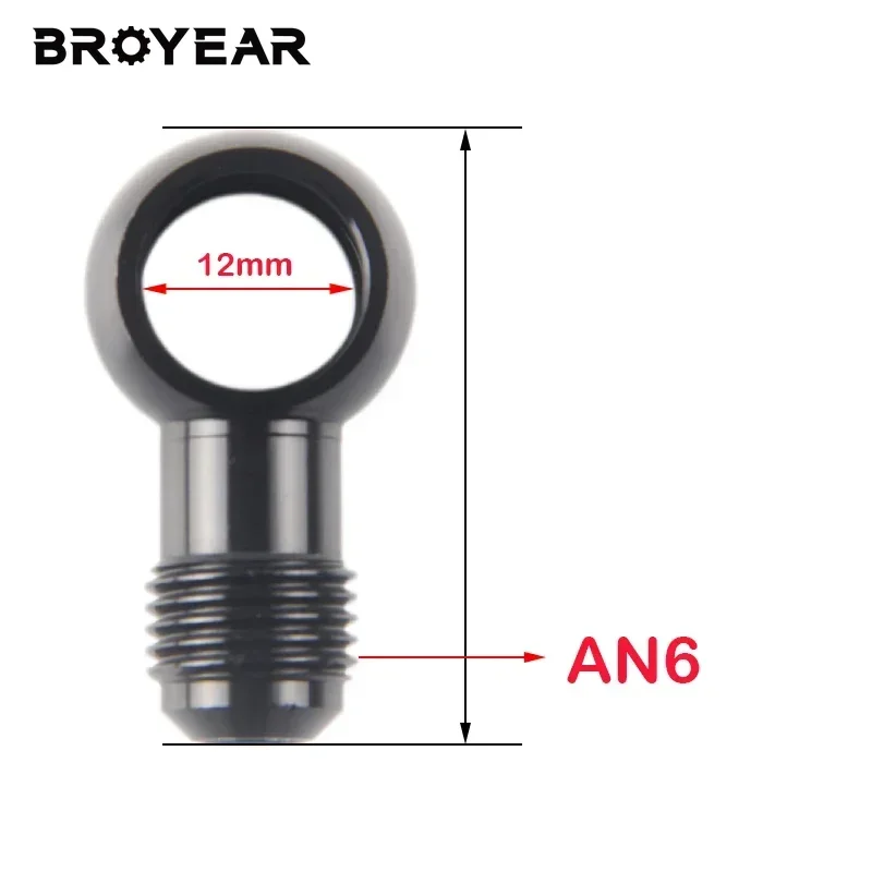 Broyear Aluminum Banjo Adaptor Bolt AN3 AN4 AN6 AN8 AN10 An To 12mm 14mm 16mm 18mm Brake Fitting Black