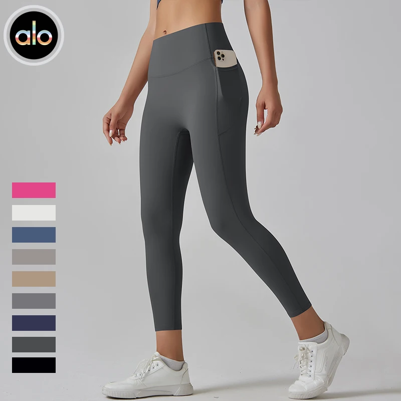 lo Yoga Skinny Belly Pocket Yoga Pants High Waist Anti-curling Ultra-thin Quick-drying Fitness Legging