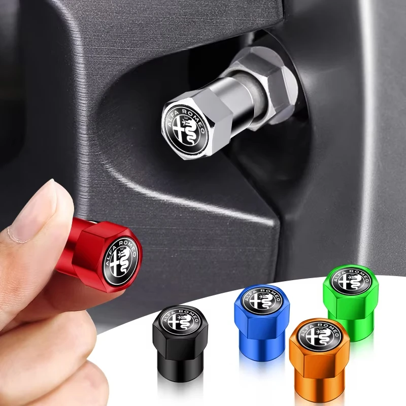 4 Uds. Tapas de válvula de aire para neumáticos de coche, cubiertas de metal para Alfa Romeo Mito Brera 147 Giulietta 159 156 Stelvio Sportiva Giulia