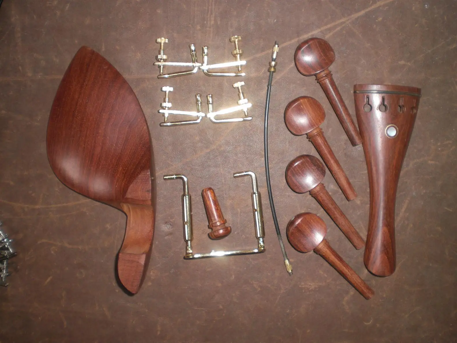 مجموعة واحدة من كمان خشب الورد مع 4 موالفات دقيقة، 1 قطعة مشبك ذهبي، 1 أمعاء ذيل الكل في حجم 4/4 #3